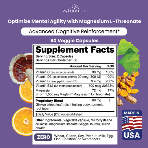 Vytanutra Ultimate Memory Care Capsule - Support Brain Health - 60 Vegetarian Capsules/bottle